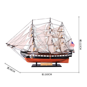 Grande barca a vela fatta a mano in legno modello USS costituzione americana decorativo liscio soggiorno ufficio arredamento modello nave - Product Image 5