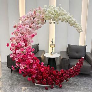 Arche <span class=keywords><strong>de</strong></span> fleurs <span class=keywords><strong>de</strong></span> mariage tendance, arche en forme <span class=keywords><strong>de</strong></span> lune en fleurs <span class=keywords><strong>de</strong></span> soie artificielles, <span class=keywords><strong>fond</strong></span> à vendre - Product Image 3