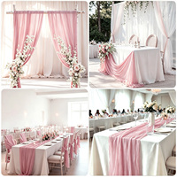 Lot de 12 chemins de table en gaze de coton semi-transparents pour décoration de table rustique et romantique, mariage, baby shower