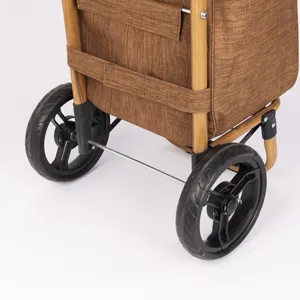 Hot Koop Aluminium Legering Opvouwbare Winkelen Trolley Met Grote Wiel