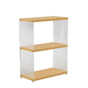Chose Acrylic Cup Shelf 3 Tier Wood Top Freestanding Storage Rack For Kitchen Bar Countertop - Product Image 5