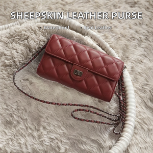 Wholesale Genuine Sheepskin Leather Long Crossbody <b>Purse</b> Wallet with Polyester Lining Waterproof for Women - Product Image 2