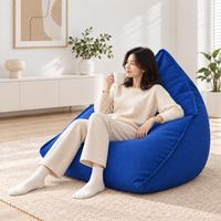 Fauteuil pouf en coton et lin avec rembourrage en billes EPP écologiques, dossier haut, pour salon, chambre et home cinéma (pour adultes)