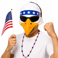 Masque d'aigle réaliste avec casquette de baseball réglable, design drapeau américain, costume d'oiseau intégral pour Halloween, cosplay et fêtes
