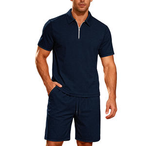 Ensemble Polo Homme Européen-Américain en Polyester Éponge Bordeaux – Tenue Décontractée Sportive Deux Pièces pour l'Été - Product Image 5