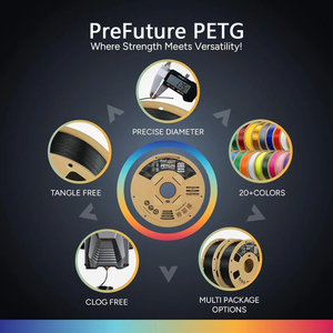 เส้นใยเครื่องพิมพ์3D prefuture PETG 1.75มม. ม้วนด้ายคงทน1กก. (2.2lbs) เส้นใยเหนียวแข็งแรงมิติ - Product Image 6