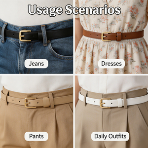 Ceintures fines pour femmes, lot de 4, personnalisées, pour jeans, robes, ceinture fine pour la taille, noir, beige, marron, blanc, pour tenue décontractée quotidienne, accessoires - Product Image 3