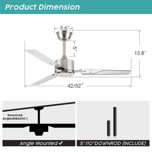 <span class=keywords><strong>Ventilateur</strong></span> de <span class=keywords><strong>plafond</strong></span> industriel silencieux et puissant de 42/52 pouces AC/DC à 3 pales pour restaurant, avec télécommande, fourni par Black Factory - Product Image 3