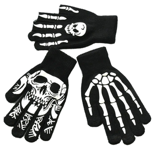 Guantes de esqueleto de Halloween para adultos, unisex, de punto elástico, oscuro, invierno, fiesta diaria, ciclismo, deportes, pesca - Product Image 2