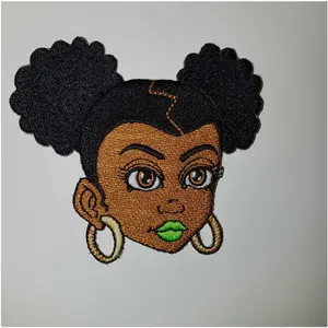 Benutzer definierte Afro Lady Afro amerikaner Black Girl Magie Bestickte Frau Eisen auf Patches für Kleidung Kleidung Stickerei Patch