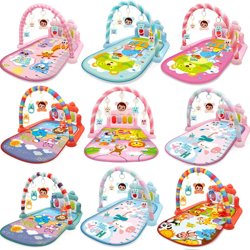OEM Customized Special Offer Game Blanket Baby Activity Gym Mat Musical Baby Play Mat Piano with Animal Rattle Toys