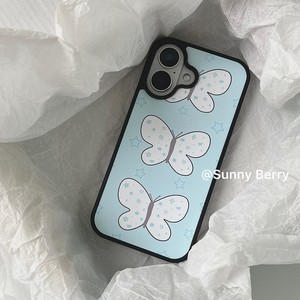 Sunfacing Berries: Estilo coreano, tendencia de verano exclusiva, estrellas azules frescas y vintage, mariposas blancas, bordes negros - Product Image 3