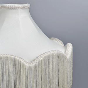 <span class=keywords><strong>Paralume</strong></span> Vittoriano in Tessuto Elasticizzato <span class=keywords><strong>Beige</strong></span> con Frange, Misura Personalizzabile, per Lampade da Tavolo Alte, Lampade da Terra e Lampadari - Product Image 5