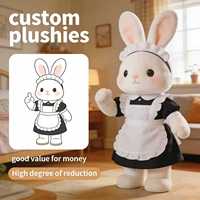 Tablier personnalisé en peluche lapin, style Kawaii japonais, avec oreilles moelleuses, dentelle délicate, super doux, rembourré en coton PP, pour les fans des animaux