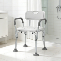 Chaise de douche et de toilette pour personnes âgées et handicapées, avec accoudoirs portables, base stable, outils de réglage de la hauteur, sécurité dans la salle de bain