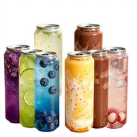 Ventes en gros de canettes en plastique PET transparentes jetables avec logo personnalisé pour l'emballage de jus, de lait, de thé, de café avec couvercle facile à ouvrir