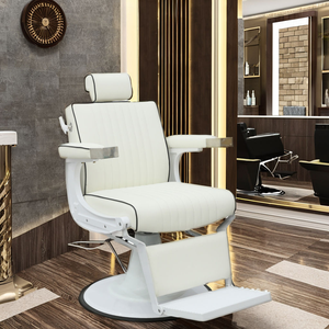 Chaise de barbier professionnelle blanche pour hommes chaise de barbier hydraulique chaise de <span class=keywords><strong>coiffure</strong></span> inclinable de style blanc - Product Image 1