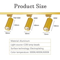 Spot LED COB rotatif moderne sur rail doré pour éclairage de vitrine de boutique et de magasin