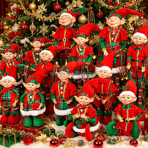 Figurines d'elfes de Noël artisanales écologiques en gros, poupées de clown en tissu, décorations de Noël pour la maison et la table - Product Image 1