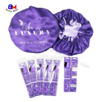 Meilleures ventes de bonnet de nuit en satin Bonnet en poils en satin et brosse pour les bords avec logo personnalisé et double face avec emballage personnalisé