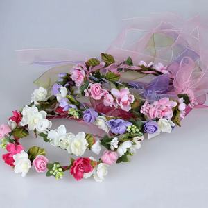 नई कृत्रिम फूलों की माला फूलों का गुलदस्ता फूलों का गुलदस्ता बाल विवाह के लिए बाल मुकुट सहायक उपकरण - Product Image 1