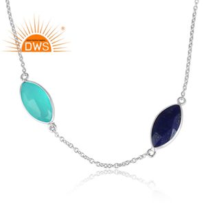 Lovely Fashion Multi Gemstone Necklace Wholesale 925 Sterling Fine Silver Designer Women's Chain Necklace Jewelry - Product Image 2