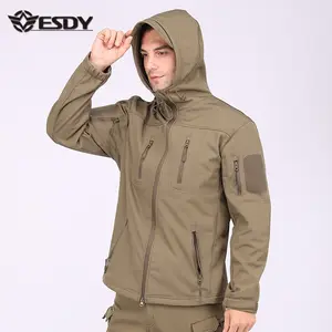 ESDY 6 Farben Soft shell Tactical Men Jacke Warmer Hoodie Combat Neue wasserdichte Mantel gewebte Fleece jacke aus Polyester