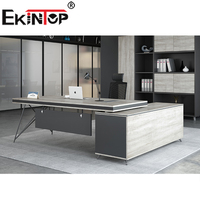 Ekintop Director Contemporáneo Gris Jefe Melamina Simple Trading Chairman Mesa de extensión en forma de L Escritorios de oficina ejecutivos