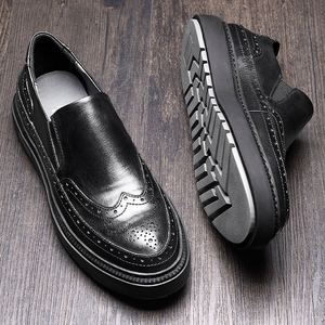 Men's Brogue Designed Trendy Other Upper Material Slip-On <b>Height</b> <b>Increasing</b> Autumn High Quality Outdoor Business Dress <b>Shoes</b> - Product Image 2
