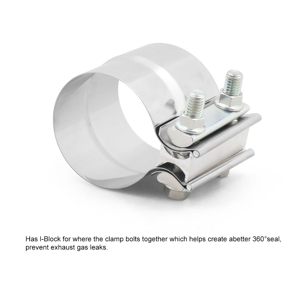2-Pack 2.5 Inch Stainless Steel Butt Joint Band Clamps For Exhaust Pipe Connections