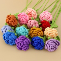 Rose créative en crochet fini avec fil dégradé, tige unique, pour la Saint-Valentin, le Qixi Festival, Noël, mariage