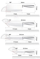 Ensemble de 9 couteaux de cuisine prêts à l'emploi, manches en acier inoxydable, bloc de rangement en acrylique, coffret cadeau, cadeau de déménagement, cadeau de fête