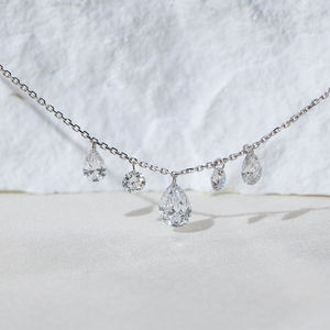 MSN-959เครื่องประดับเมสซี่9K สร้อยคอเพชรกลมทองคำขาวและลูกแพร์ - Product Image 2