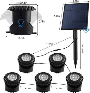 Luz solar subacuática <span class=keywords><strong>para</strong></span> piscina 5 en 1, 2 modos, cambio Rgb, foco alimentado por energía solar Ip68, luz LED solar impermeable <span class=keywords><strong>para</strong></span> piscina - Product Image 2