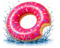 Grand Anneau de Natation Gonflable Rose en Forme de Donut de 120 cm, en PVC Durable de 0,25 mm d'épaisseur avec Découpes à Bords Biseautés, pour Piscine, Plage, Lac, Extérieur, Été