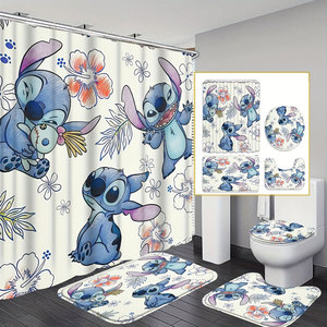 Set <span class=keywords><strong>da</strong></span> 4 Pezzi Personalizzato con Tappetino Antiscivolo per Bagno, Copriwater, Tappeto <span class=keywords><strong>da</strong></span> Doccia e Tenda <span class=keywords><strong>da</strong></span> Doccia con Ganci, Impermeabile e Lavabile - Product Image 3