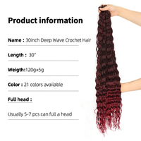 Rambut Crochet Deep Wave Grosir, Rambut Kepang Keriting Deep Wave Panjang 30 Inch, Rambut Crochet Keriting Sintetis Lembut untuk Wanita