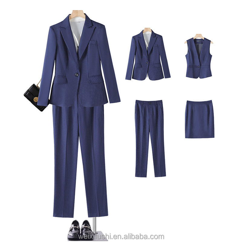 Jaket olahraga bisnis wanita, pakaian kantor ramping pas tiga potong, jaket  kegiatan pesta setengah rok