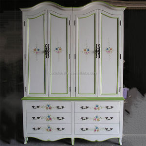 American Country side 6 Schubladen 4 Tür schränke mit <span class=keywords><strong>hand</strong></span> bemalten Retro-Kleider schrank <span class=keywords><strong>hand</strong></span> bemalte Schlafzimmer möbel - Product Image 5