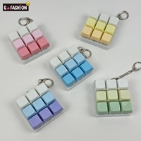 9keys Acrylic Waterproof Lightweight Stress Relief Fidget Keyboard Keychain Toy with Cartoon Design