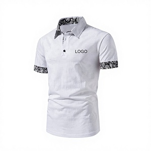 T-shirt à manches courtes pour homme, nouvelle collection été, imprimé uni, patchwork, respirant, tricoté, 180g, col classique, coupe régulière - Product Image 2