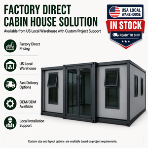 Industrial <b>Grey</b> Steel <b>Frame</b> 20FT Prefab Tiny House-Dual Wing Expandable Container Home for Apartment/Workshop/Kitchen Dark - Product Image 2