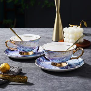 Creative <b>Gift</b> <b>Box</b> Ceramic Electroplating Tea Coffee Set Drinkware Coffee Mug Elegant Bone China - Product Image 4