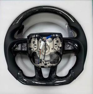Accessoires intérieurs de voiture, volant en fibre de carbone <span class=keywords><strong>blanche</strong></span> <span class=keywords><strong>et</strong></span> LED pour Dodge Challenger Charger SRT 2015 2016 2017 2018 2019 - Product Image 2