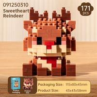 Lot de blocs de construction micro-diamants en forme de renne, 171 pièces, mini briques animales, fournisseur en gros, cadeaux de fêtes