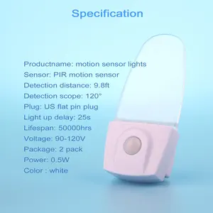Basi per spine usa all'ingrosso luce notturna con sensore di movimento pir a led bianco con sensore di movimento della luce notturna