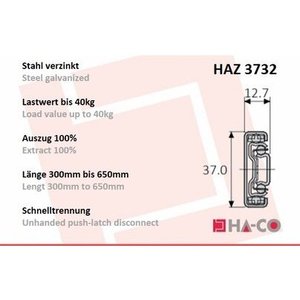HAZ3732-0030 Scorrimento telescopico a estrazione totale - Product Image 2