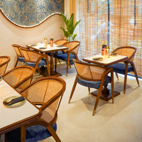 Sièges en rotin légers de style nordique personnalisés, restaurants, fauteuil individuel en bois massif, cafés, table et chaises de luxe pour café