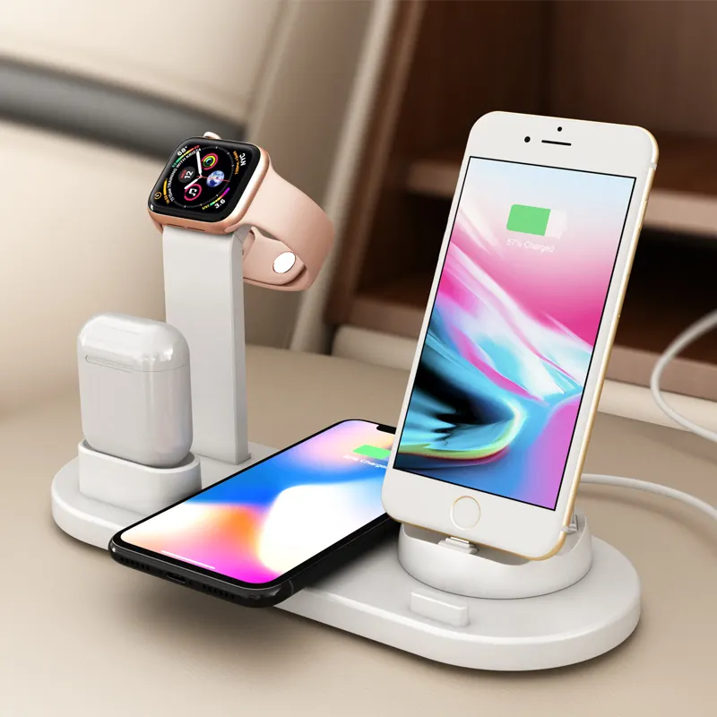 6 in 1 Wireless Charger Multi Devices 15W Fast Wireless Charging Dock Station Phone Holder Charger