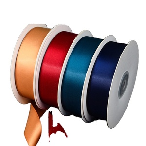 Solid Color 100% Polyester Satin <b>Ribbons</b> Woven Double Face Roll Gift Packaging Plain Print Craft 4 Colors Available - Product Image 1